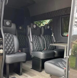 12 passengers Mercedes Sprinter shuttle interior