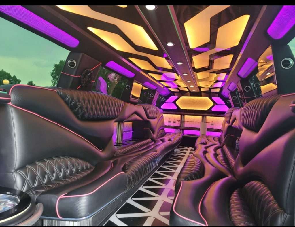 White 20-passenger Escalade stretch limo in Mead